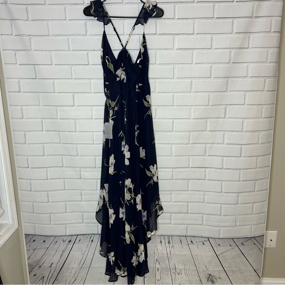 Lulu’s All Mine Navy Blue Floral Print High-Low Wrap Dress size Extra Small - Picture 7 of 7